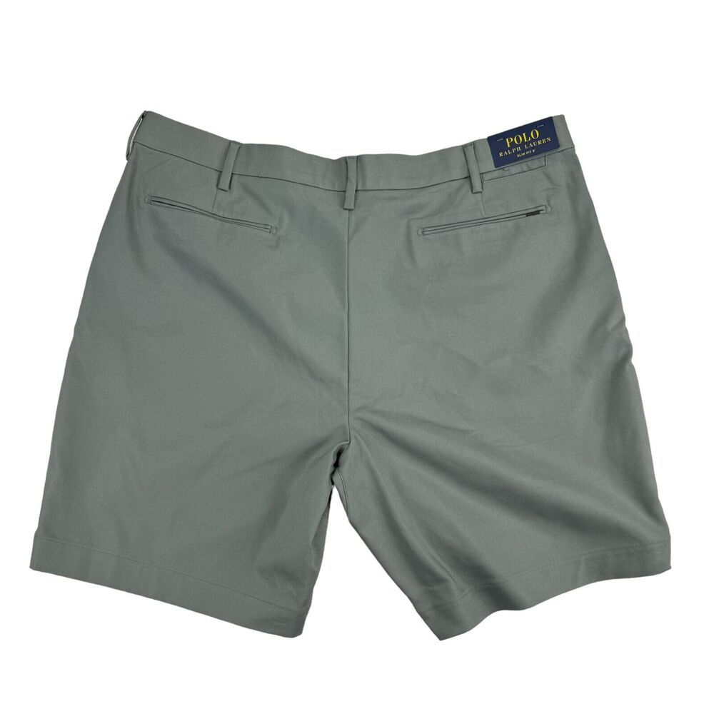 Polo Ralph Lauren Mens 9-Inch Slim Fit Dobby Flat Front Chino Shorts Gray 42 - Picture 2 of 6